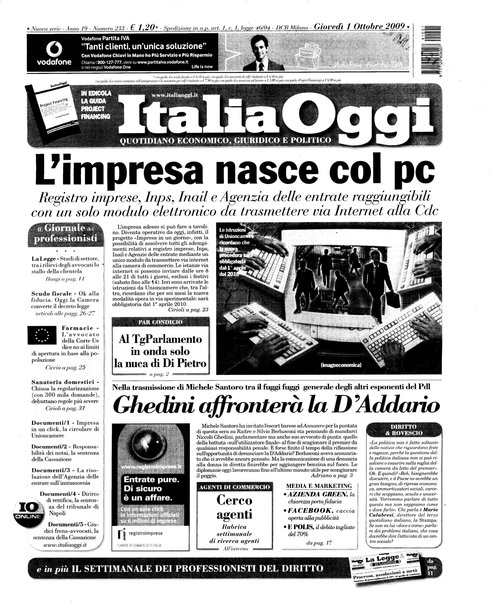 Italia oggi : quotidiano di economia finanza e politica